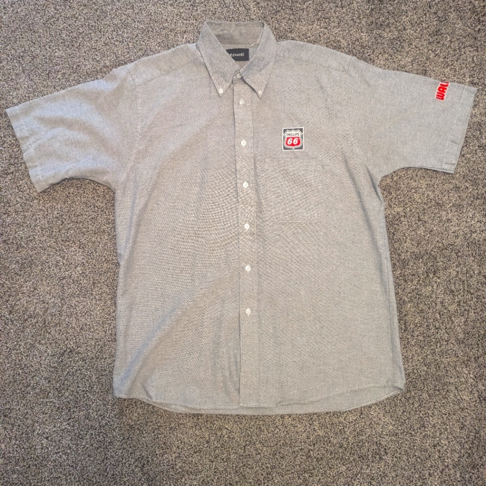 Edwards Phillips 66 mens button up short sleeve shirt size large
